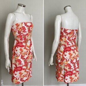Tommy Hilfiger Strapless Empire Sundress Bright Paisley Print Summer Dress 8
